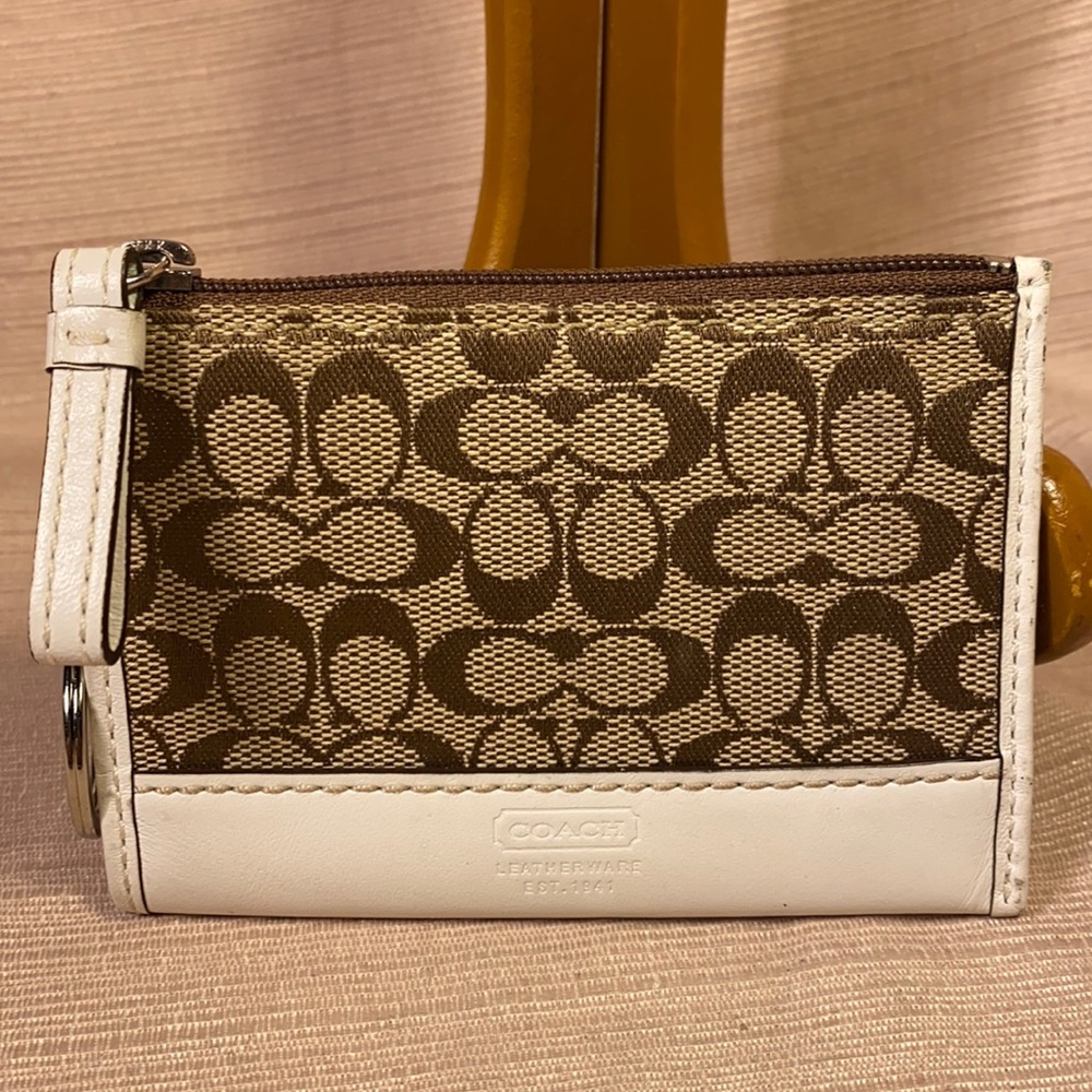 Coach leather/iconic logo canvas keychain/wallet